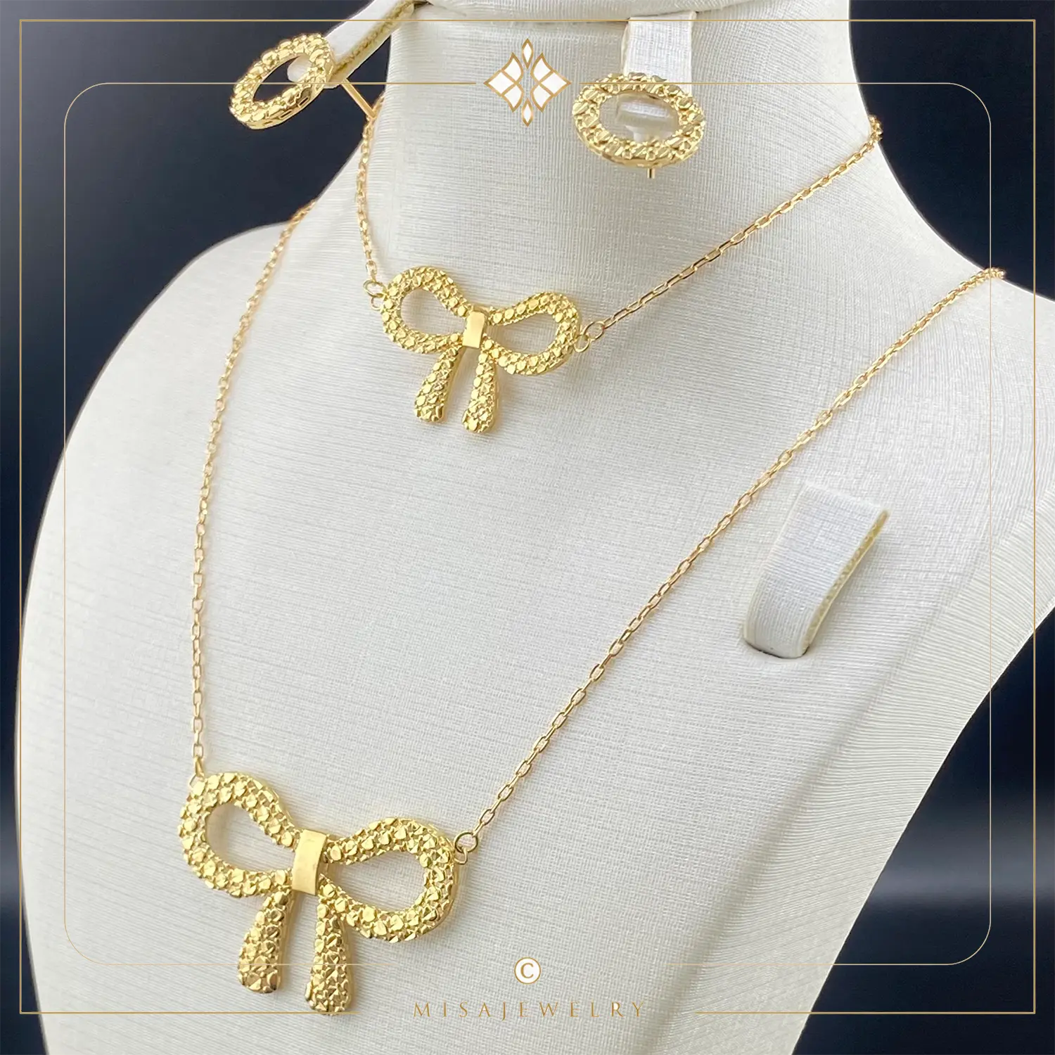 bowknot-faceted-jewelry-set-one سرویس طلا تمام تراش پاپیون 18 عیار