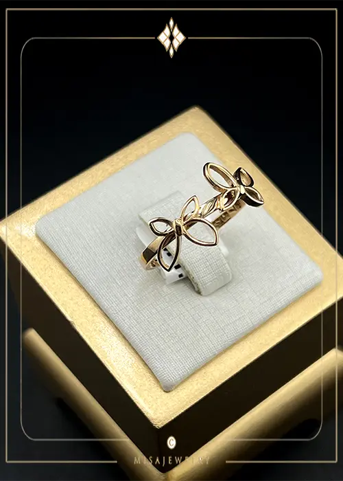 minimal-gold--two-flower-ring-1 انگشتر طلا مینیمال دو گل